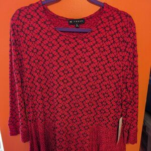 N Touch Womens 3/4 Sleeve Blouse, Size XL, Pink & Black, NWT, Casual Dressy
